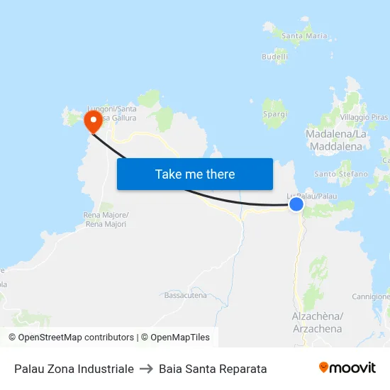 Palau Industrial Zone to Santa Reparata Bay map