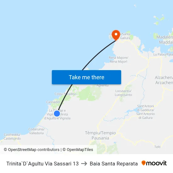 Trinita D'Agultu Via Sassari 13 to Santa Reparata Bay map