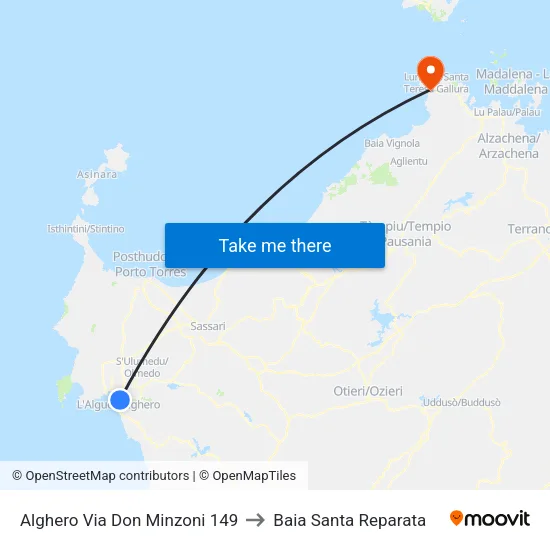 Alghero Via Don Minzoni 149 to Baia Santa Reparata map