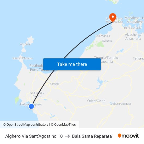 Alghero Via Sant'Agostino 10 to Baia Santa Reparata map