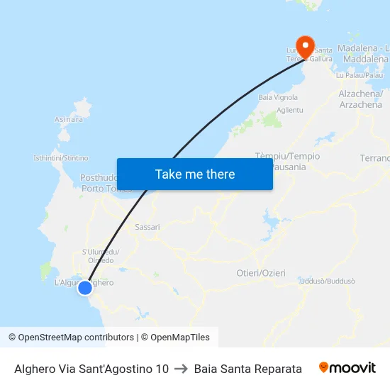 Alghero Via Sant'Agostino 10 to Santa Reparata Bay map