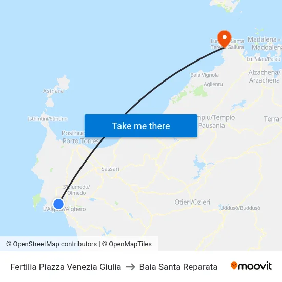 Fertilia Piazza Venezia Giulia to Santa Reparata Bay map