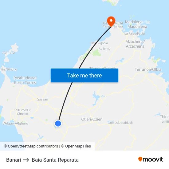 Banari to Santa Reparata Bay map