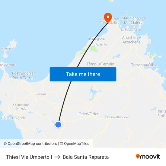 Thiesi Via Umberto I to Santa Reparata Bay map