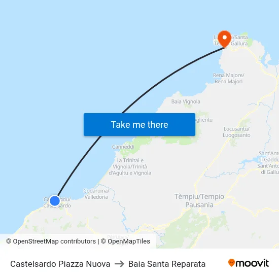 Castelsardo Piazza Nuova to Santa Reparata Bay map