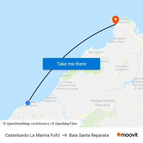 Castelsardo La Marina Fofo to Santa Reparata Bay map
