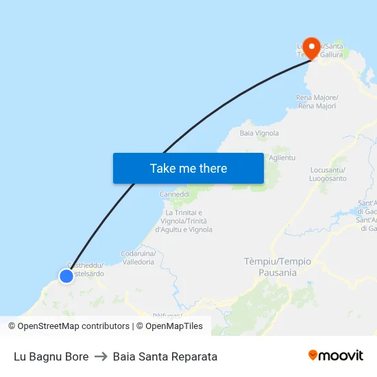Lu Bagnu Bore to Santa Reparata Bay map