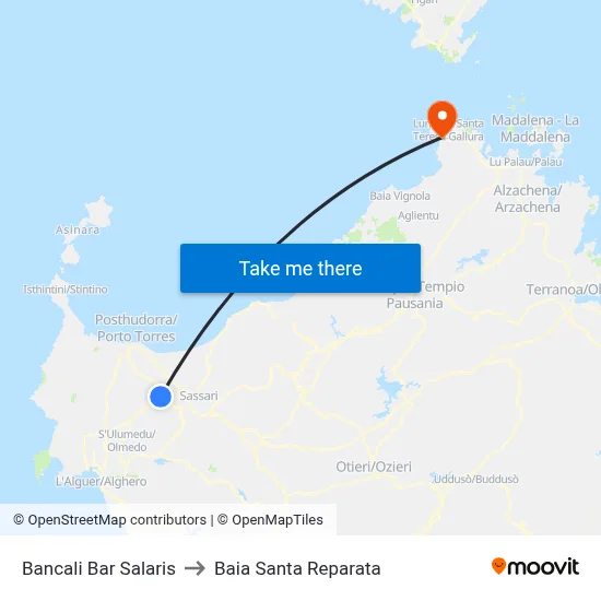 Bancali Salaris Bar to Santa Reparata Bay map