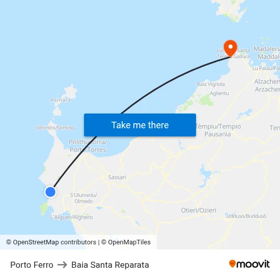 Porto Ferro to Santa Reparata Bay map