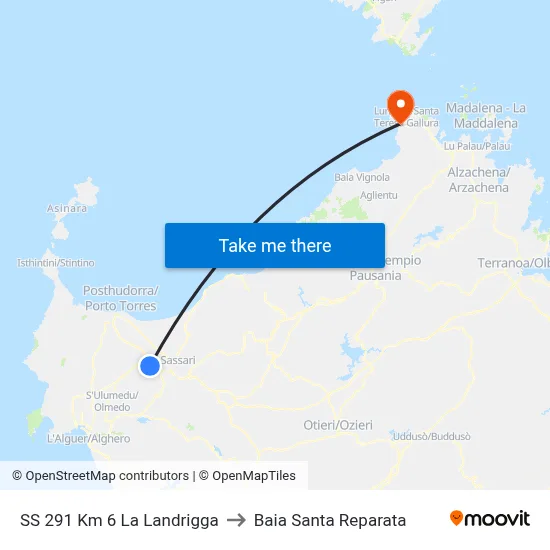 SS 291 Km 6 La Landrigga to Santa Reparata Bay map