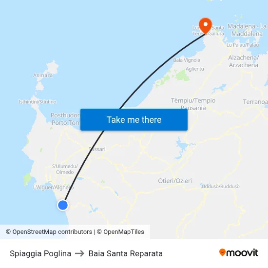 Poglina Beach to Santa Reparata Bay map