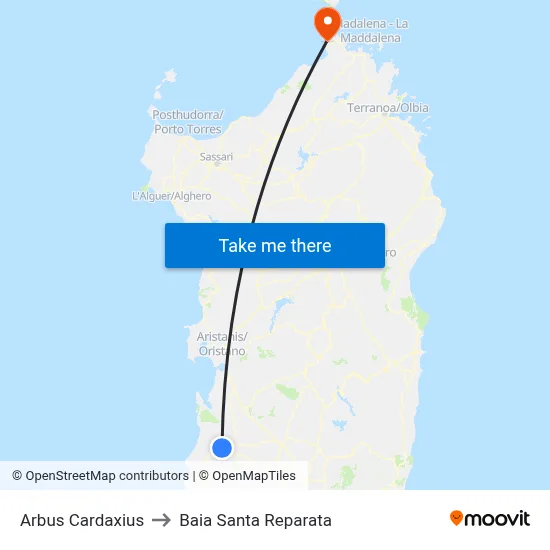 Arbus Cardaxius to Santa Reparata Bay map