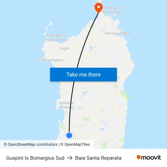 Guspini Is Boinargius South to Santa Reparata Bay map