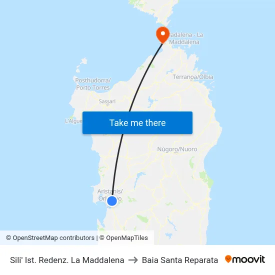 Sili Redemption Institute La Maddalena to Santa Reparata Bay map