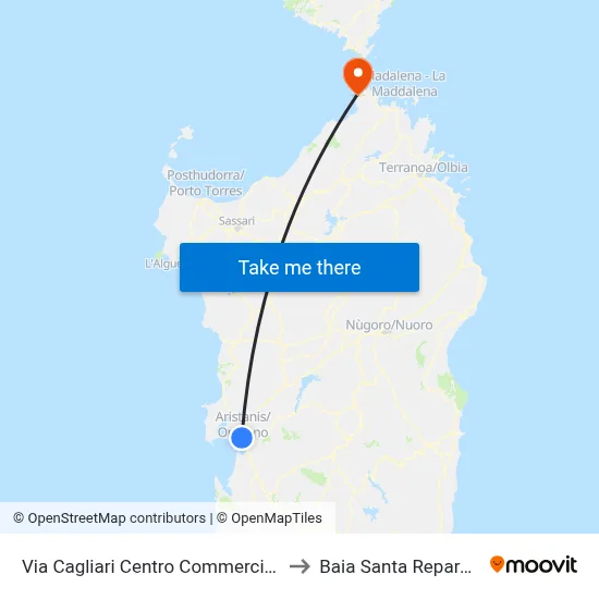 Via Cagliari Shopping Center to Santa Reparata Bay map