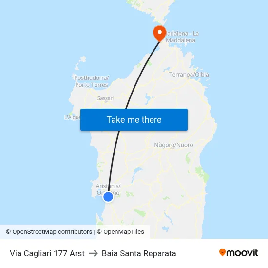 Via Cagliari 177 Arst to Santa Reparata Bay map
