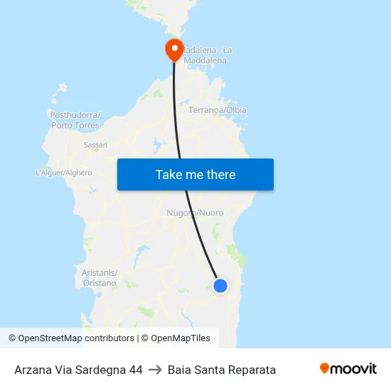 Arzana Via Sardegna 44 to Santa Reparata Bay map
