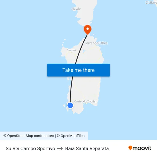 Su Rei Sports Field to Santa Reparata Bay map