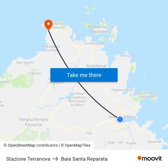 Terranova Station to Santa Reparata Bay map
