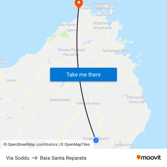 Via Soddu to Santa Reparata Bay map