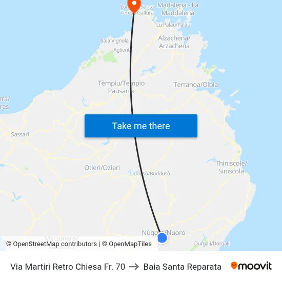 Via Martiri Retro Chiesa Fr. 70 to Baia Santa Reparata map