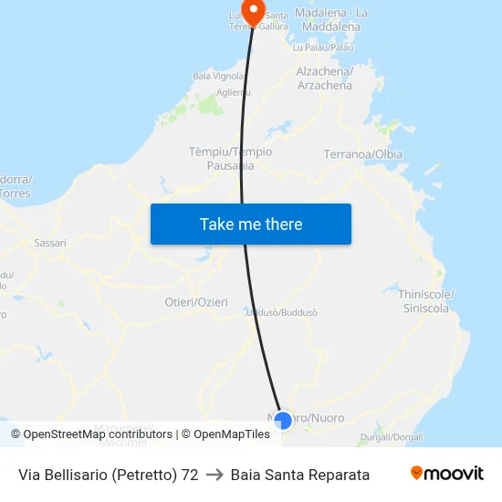 72 Bellisario Street (Petretto) to Santa Reparata Bay map