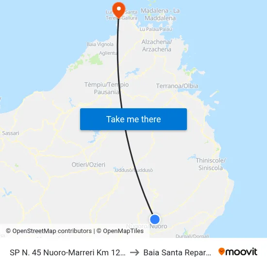 Provincial Road 45 Nuoro-Marreri Km 12.00 to Santa Reparata Bay map