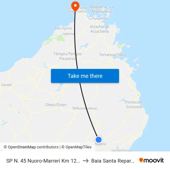 Provincial Road 45 Nuoro-Marreri Km 12.30 to Santa Reparata Bay map