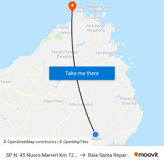 SP N. 45 Nuoro-Marreri Km 12.90 to Santa Reparata Bay map