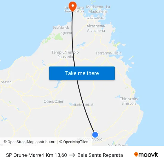SP Orune-Marreri Km 13.60 to Santa Reparata Bay map