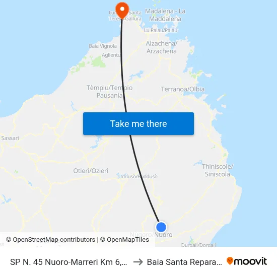 Provincial Road 45 Nuoro-Marreri Km 6.20 to Santa Reparata Bay map