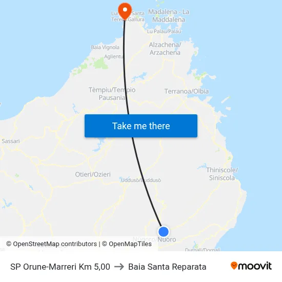 SP Orune-Marreri Km 5.00 to Santa Reparata Bay map