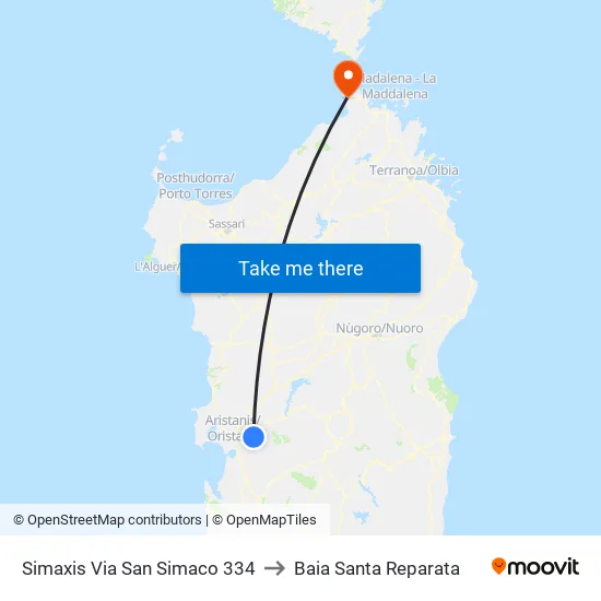 Simaxis Via San Simaco 334 to Baia Santa Reparata map