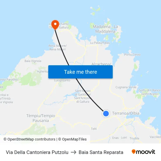 Cantoniera Putzolu Street to Santa Reparata Bay map