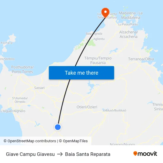 Giave Campu Giavesu to Santa Reparata Bay map