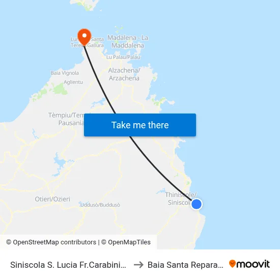 Siniscola St. Lucia Police Station to Santa Reparata Bay map