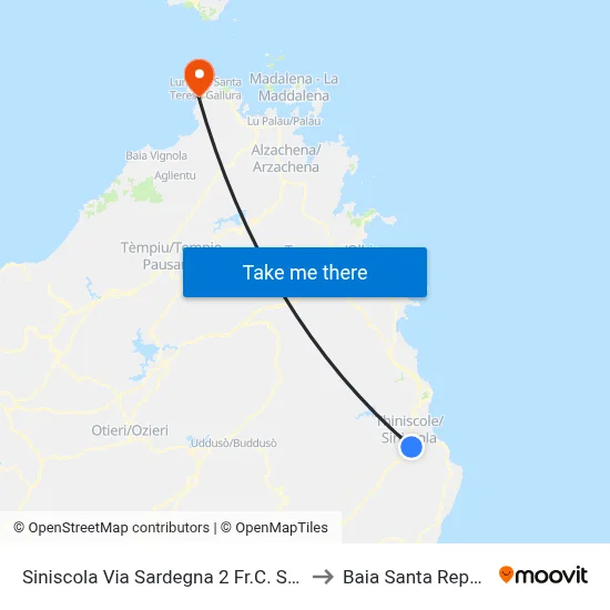 Siniscola Sardegna Street 2 Across Sports Center to Santa Reparata Bay map