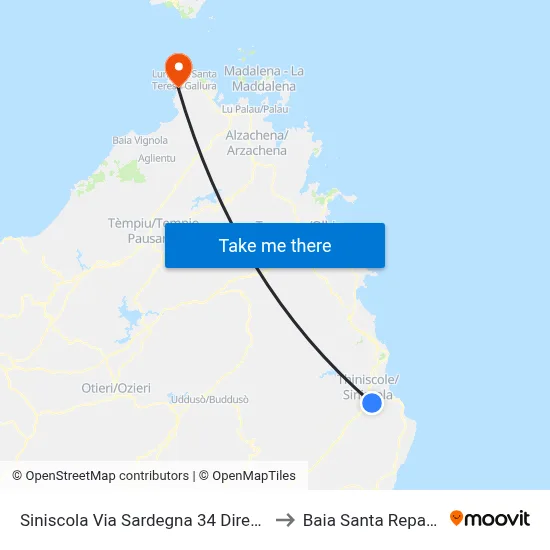 Siniscola Sardinia Street 34 South Direction to Santa Reparata Bay map