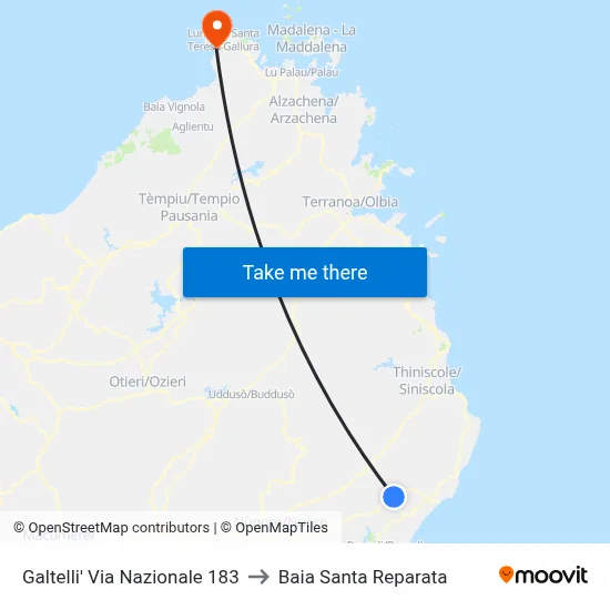 Galtelli National Road 183 to Santa Reparata Bay map