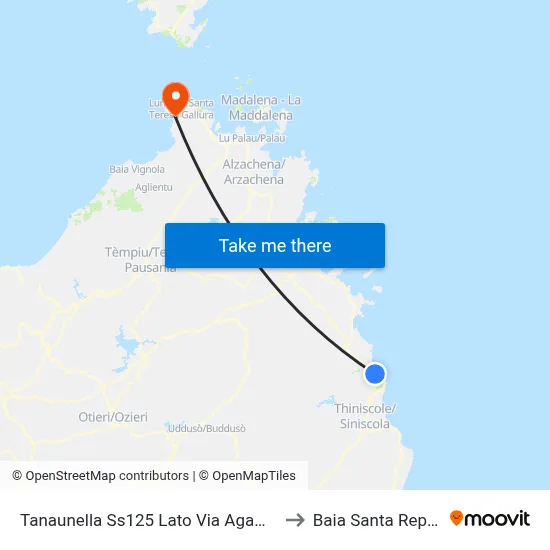 Tanaunella State Road 125 Agamemnon Street Side to Santa Reparata Bay map