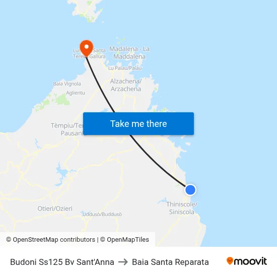Budoni Ss125 Sant'Anna Junction to Santa Reparata Bay map