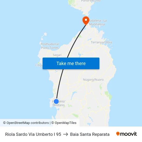 Riola Sardo Umberto I Street 95 to Santa Reparata Bay map