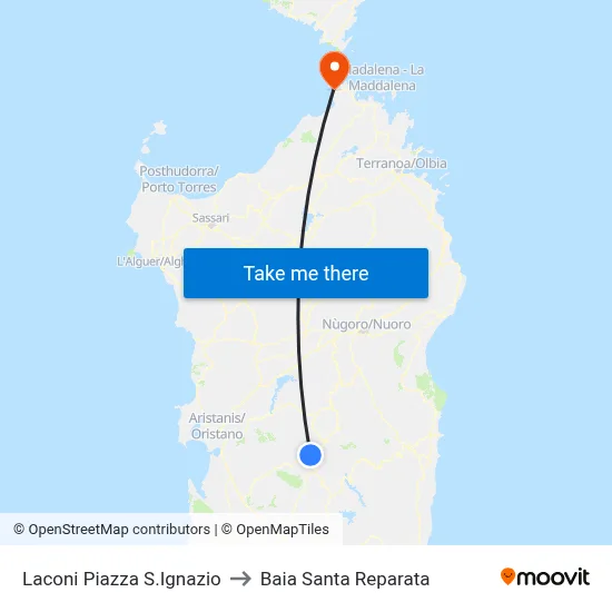 Laconi St. Ignazio Square to Santa Reparata Bay map