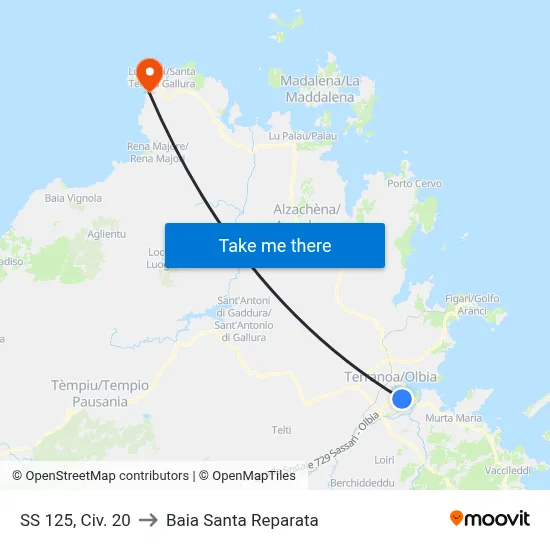 SS 125, No. 20 to Santa Reparata Bay map