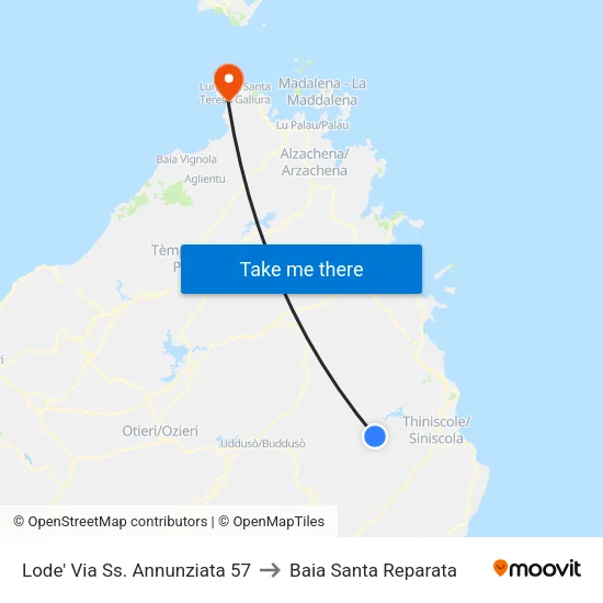 Lode' Via Ss. Annunziata 57 to Baia Santa Reparata map