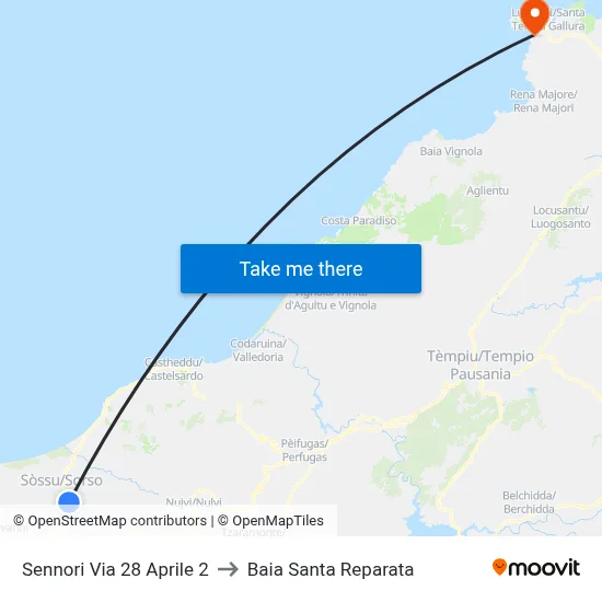 Sennori Via 28 April 2 to Santa Reparata Bay map