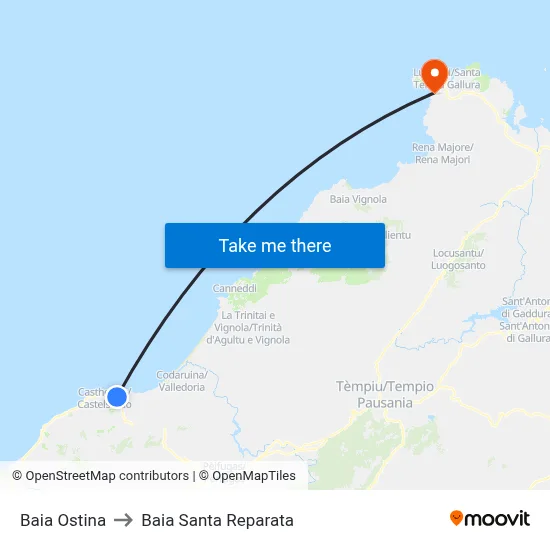Ostina Bay to Santa Reparata Bay map