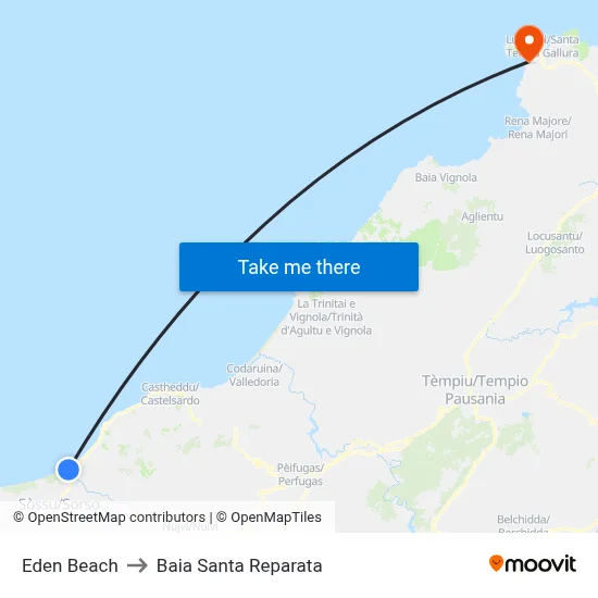 Eden Beach to Santa Reparata Bay map