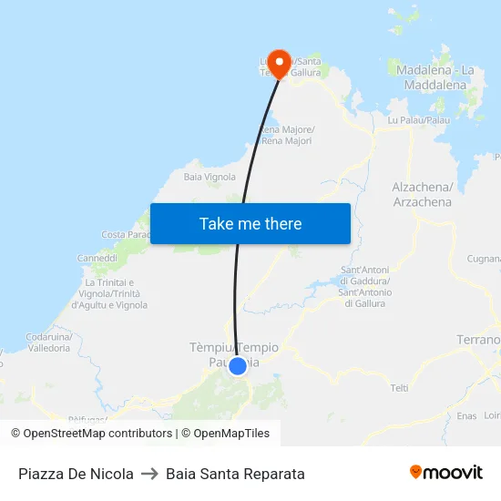 Piazza De Nicola to Baia Santa Reparata map