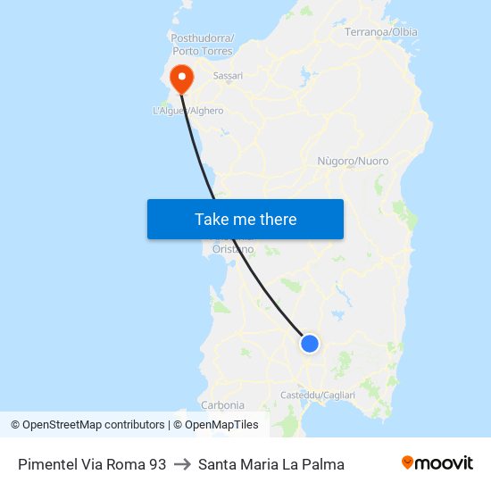 Pimentel Via Roma  93 to Santa Maria La Palma map